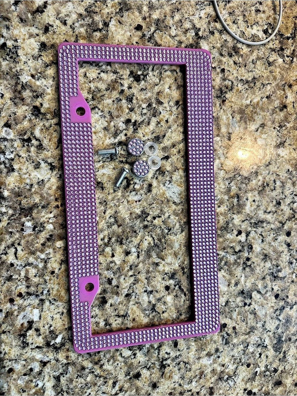 Purple Rhinestone Car License Plate Frame - Picture 3 of 3